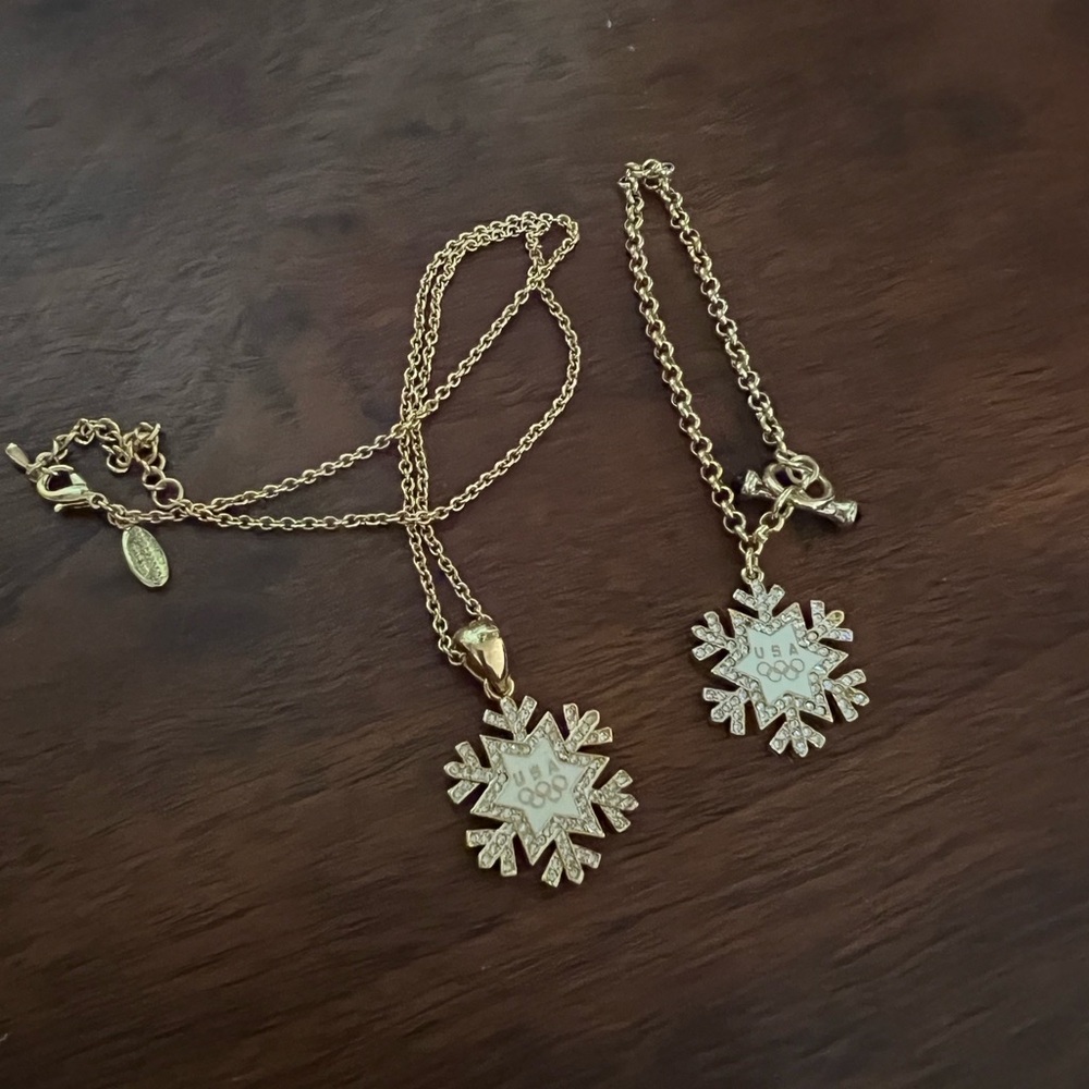 2002 SLC USA Winter Olympics Snowflake Necklace and matching Bracelet